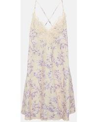 Zimmermann - Mini Linen Dress With Lace Trim - Lyst