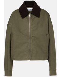 Loewe - Blouson Aus Baumwoll-Twill Mit Shearling - Lyst