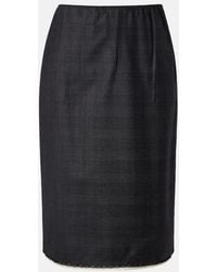 Prada - Checked Wool Pencil Skirt - Lyst