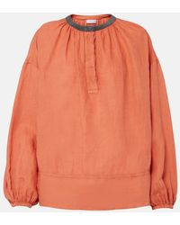 Brunello Cucinelli - Monili Linen And Cotton Top - Lyst