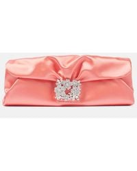 Roger Vivier - Efflorescence Embellished Satin Clutch - Lyst