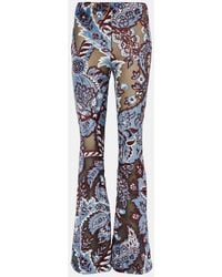 Etro - Floral Velvet Jacquard Flared Pants - Lyst