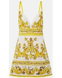 Dolce & Gabbana - Majolica Cotton-Blend Brocade Minidress - Lyst