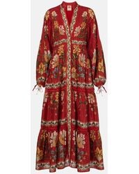 FARM Rio - Garden Delight Cotton-Blend Midi Dress - Lyst