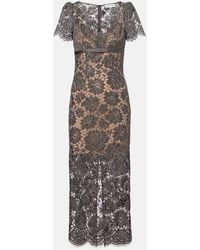 Self-Portrait - Floral Lace Midi Dress - Lyst