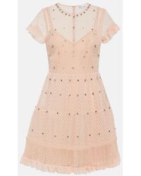 RED Valentino - Embellished Point D'Esprit Tulle Minidress - Lyst