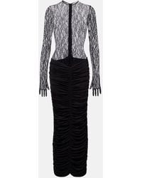 The New Arrivals Ilkyaz Ozel - Vivienne Ruched Lace Maxi Dress - Lyst
