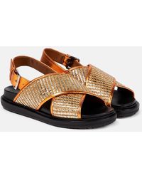 Marni - Fussbett Metallic Raffia Sandals - Lyst