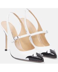 Alessandra Rich - Patent Leather Slingback Pumps - Lyst