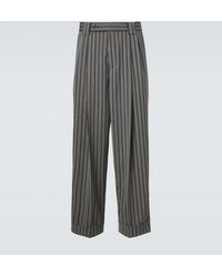 Versace - Striped Virgin Wool Straight Pants - Lyst