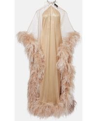 ‎Taller Marmo - Sza Sza Disco Feather-Trimmed Kaftan - Lyst
