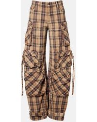 The Attico - Checked Cotton Flannel Cargo Pants - Lyst