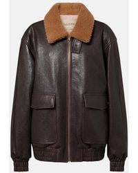 Valentino - Caban Shearling-Trimmed Leather Bomber Jacket - Lyst