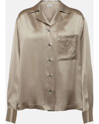 Loewe - Anagram Silk Satin Pajama Shirt - Lyst