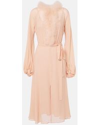 Blumarine - Georg Feather-Trimmed Midi Dress - Lyst