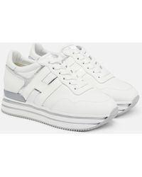 Hogan Plateau-Sneakers Midi aus Leder - Weiß