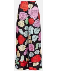 Marni - Silk Pants With Floral Motif - Lyst
