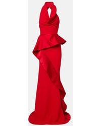 Maticevski - Provocateur Halterneck Peplum Satin Gown - Lyst