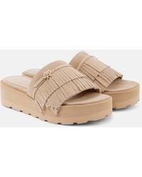 Gianvito Rossi - Fringed Suede Platform Slides - Lyst