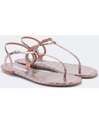 Aquazzura - Almost Bare Striped Leather Thong Sandals - Lyst