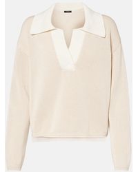 JOSEPH - Striped Cotton Polo Sweater - Lyst