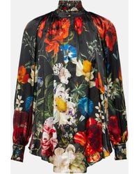 Camilla - Embellished Floral Silk Blouse - Lyst