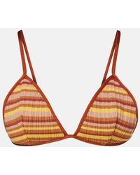 Bananhot - Ann Ribbed-Knit Striped Bikini Top - Lyst