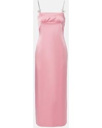 Blumarine - Envers Embellished Satin Midi Dress - Lyst