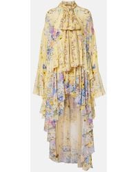 CAMILLA - Embellished Asymmetric Silk Georgette Maxi Dress - Lyst