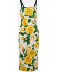Dolce & Gabbana - Floral Silk-blend Charmeuse Midi Dress - Lyst