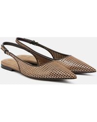 Brunello Cucinelli - Perforated Leather Slingback Flats - Lyst