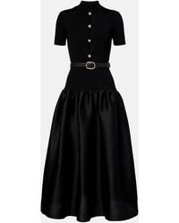 Self-Portrait - Belted Keyhole Cutout Taffeta Midi Dress - Lyst