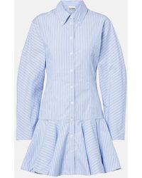 Ganni - Striped Cotton Shirt Dress - Lyst