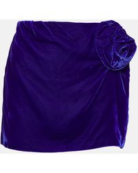 DIDU - Floral-applique Velvet Miniskirt - Lyst