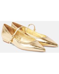 Tory Burch - Mary-Jane-Ballerinas Aus Metallic-Leder - Lyst