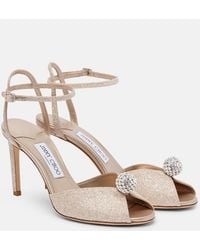 Jimmy Choo - Sacora 85 Glitter Peep-Toe Sandals - Lyst
