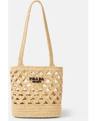 Prada - Logo Raffia-Effect Crochet Tote Bag - Lyst