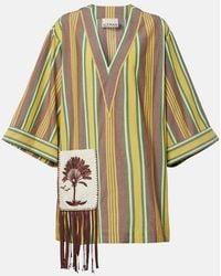 ALÉMAIS - Clover Embroidered Striped Cotton Minidress - Lyst