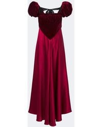Rodarte - Silk Satin And Velvet Midi Dress - Lyst