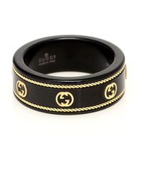Gucci Icon ring mit gg aus gelbgold - Schwarz