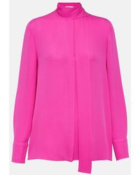Valentino - Tie-Neck Silk Georgette Blouse - Lyst