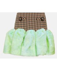 Area - Faux Fur-trimmed Miniskirt - Lyst