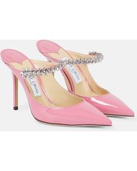 Jimmy Choo - Bing 100 Crystal Strap Mules In Patent Leather - Lyst