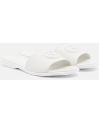 Gucci - Double G Leather Slides - Lyst