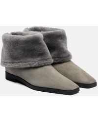 TOTEME - Suede And Shearling Ankle Boots - Lyst