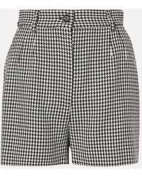 Dolce & Gabbana - Houndstooth High-Rise Wool-Blend Shorts - Lyst