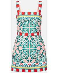 Dolce & Gabbana - Vestido Corto Taormina En Mezcla De Algodon - Lyst
