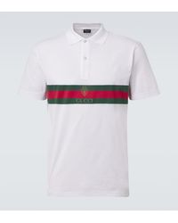 Gucci - Web Stripe Cotton Jersey Polo Shirt - Lyst