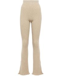 Victoria Beckham - Ribbed-Knit Wool-Blend Flared Pants - Lyst