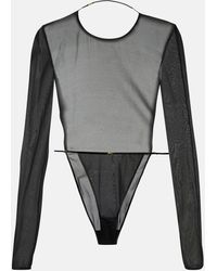 Saint Laurent - Open-back Silk-blend Georgette Bodysuit - Lyst